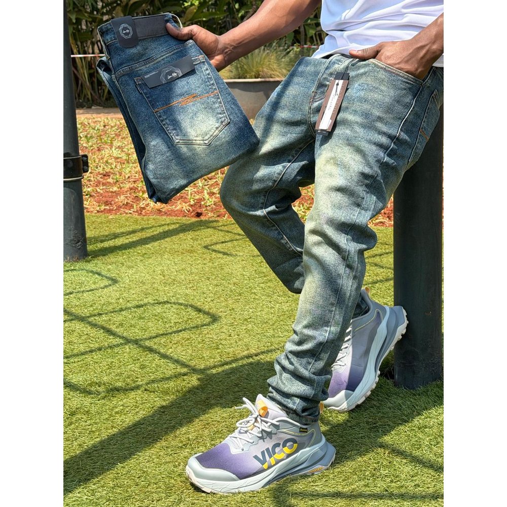 Vintage Blue Tapered Jeans for Gents - Comfortable Stretch Denim Pants, Streetwear & Smart Casual Outing Trousers, Gents Casual Wear, Men's Jeans, Men's Clothing
