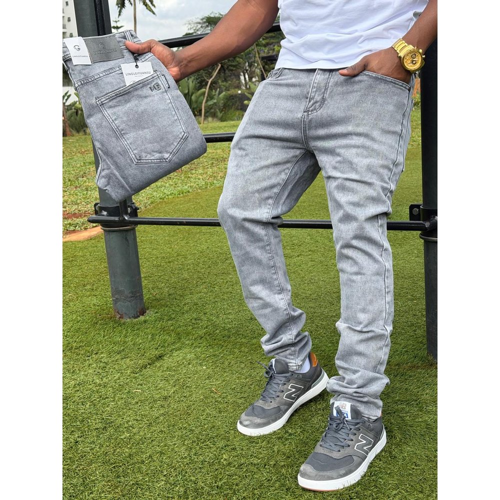 Light Grey Wash Slim Fit Jeans for Men - Stretch Denim Jean Trousers, Smart Casual Official Office & Outing Pants, Gents Casual Wear, Men's Jeans & Trousers, Men's Clothing