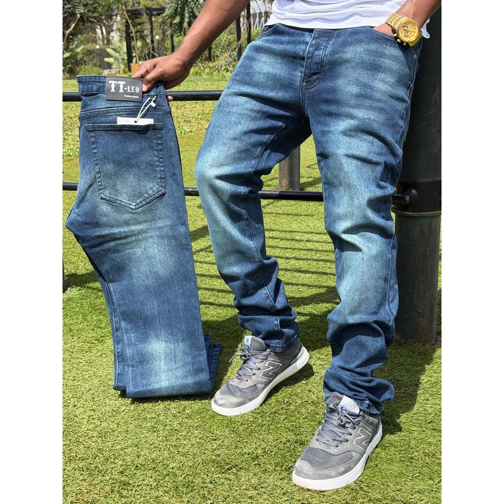 Dark Indigo Straight Leg Jeans for Men - Stretch Denim Jean Trousers, Smart Casual Official Office & Outing Pants, Gents Casual Wear, Men's Jeans & Trousers, Men's Clothing