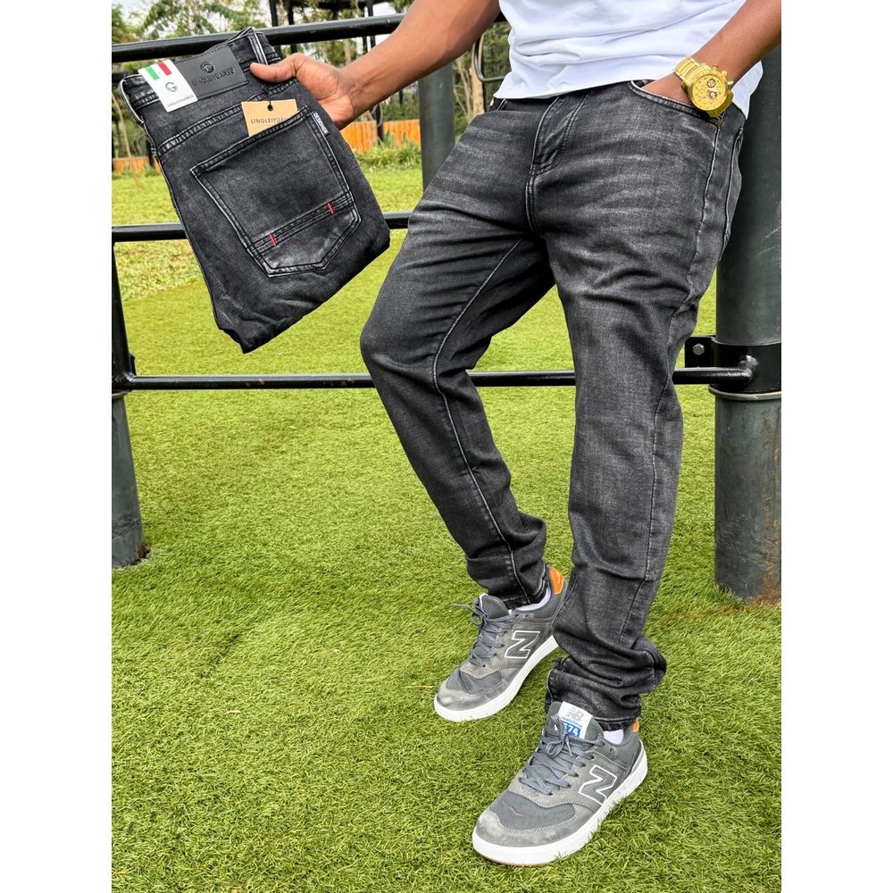Charcoal Grey Slim Fit Denim Jeans for Men - Five Pocket Cotton Jean Pants, Casual Office, Church & Weekend Wear, Gents Bottoms, Men's Trousers, Men's Clothing