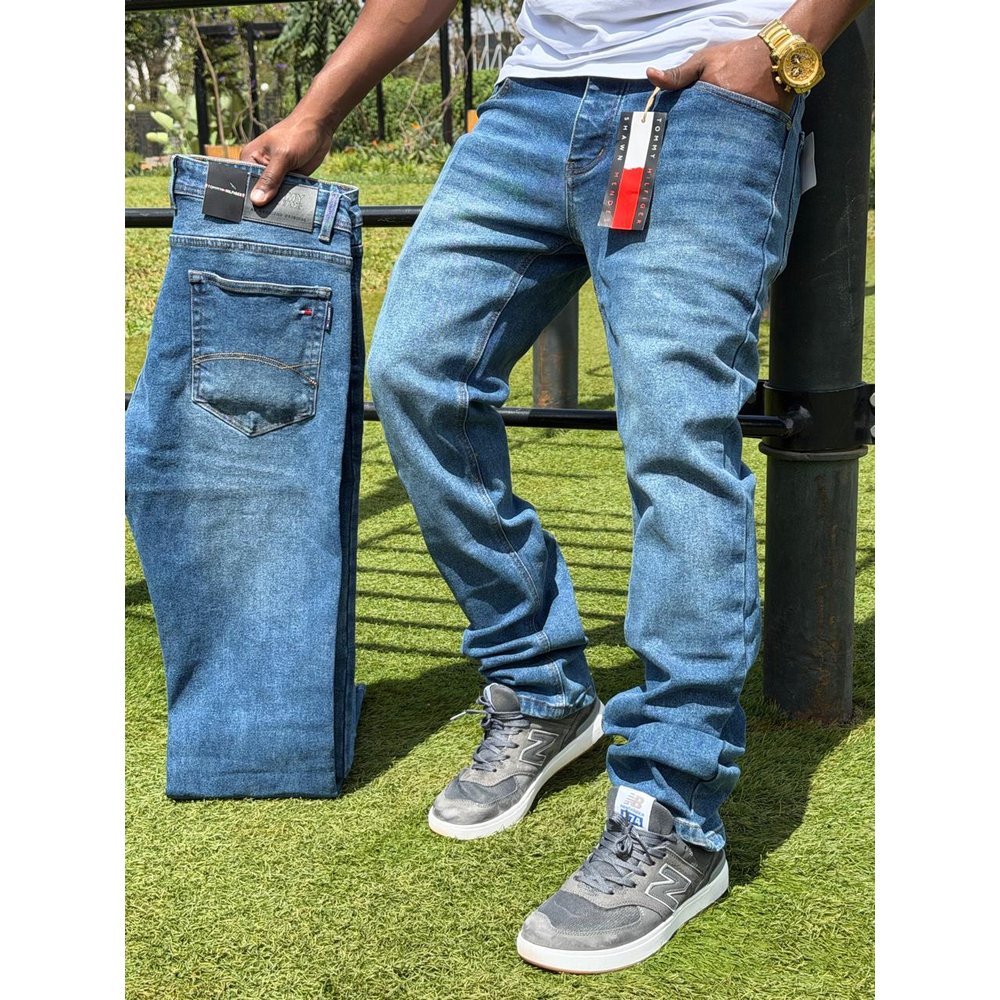 Mid Blue Straight Leg Jeans for Gents - Comfortable Stretch Denim Pants, Streetwear & Smart Casual Outing Trousers, Gents Casual Wear, Men's Jeans, Men's Clothing
