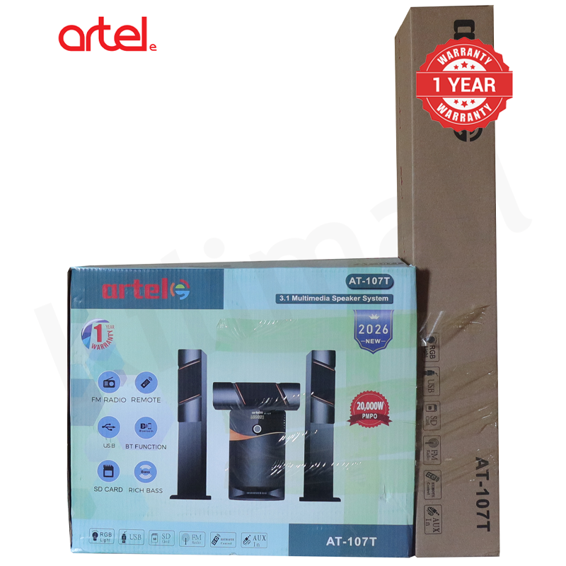 Artel AT-107T 3.1CH Multimedia Bluetooth Subwoofer Speaker, 20000W High Power Home Audio System Supports Bluetooth/USB/SD/FM Multi-Mode Playback, Remote Control Included, 1 Year Warranty.