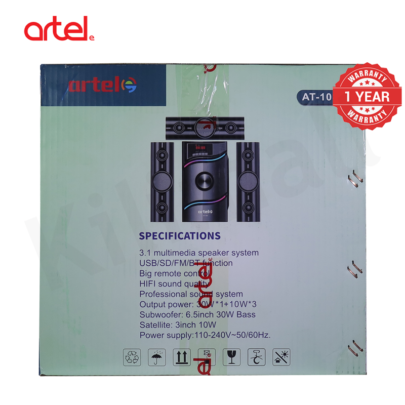 Artel AT-108 3.1CH Multimedia Bluetooth Subwoofer Speaker, 20000W High Power Home Audio System Supports Bluetooth/USB/SD/FM Multi-Mode Playback, Remote Control,1 Year Warranty.