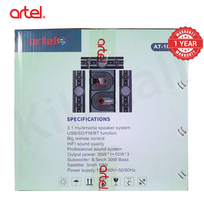 Artel AT-106 3.1CH Multimedia Bluetooth Subwoofer Speaker, 20000W High Power Home Audio System Supports Bluetooth/USB/SD/FM Multi-Mode Playback, Remote Control Included, 1 Year Warranty