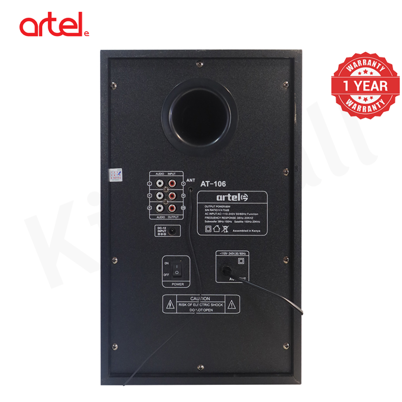 Artel AT-106 3.1CH Multimedia Bluetooth Subwoofer Speaker, 20000W High Power Home Audio System Supports Bluetooth/USB/SD/FM Multi-Mode Playback, Remote Control Included, 1 Year Warranty
