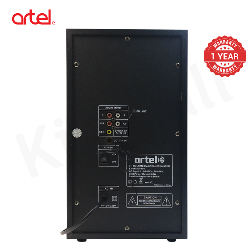 Artel AT-101 3.1CH Multimedia Bluetooth Subwoofer Speaker, 20000W PMPO High Power Home Audio System with Bluetooth/USB/SD/FM/AUX Multi-Mode Playback, RGB Light Effect, Remote Control 1 Year Warranty