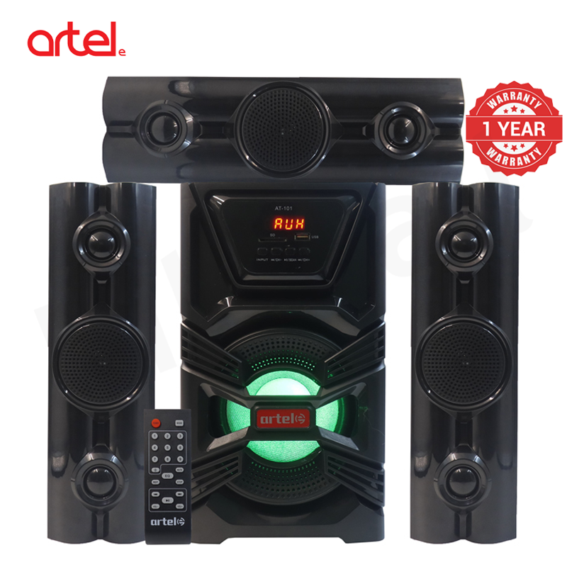 Artel AT-101 3.1CH Multimedia Bluetooth Subwoofer Speaker, 20000W PMPO High Power Home Audio System with Bluetooth/USB/SD/FM/AUX Multi-Mode Playback, RGB Light Effect, Remote Control 1 Year Warranty