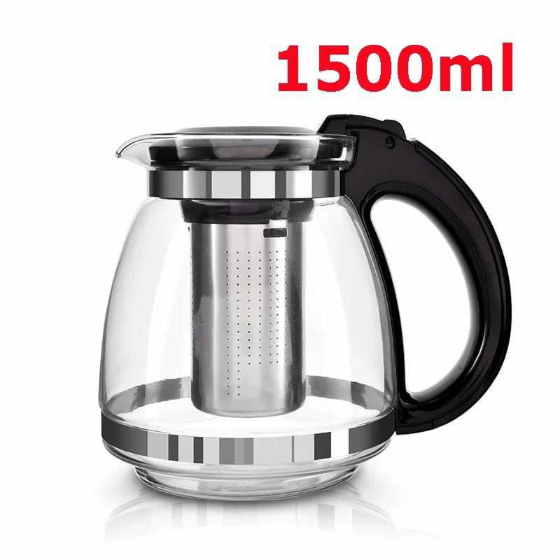 HIGH BOROSILICATE INFUSER KETTLE CAPACITY 1500ML TEA POT WITH REMOVABLE BOROSILICATE CLEAR TEA KETTLE, TEAPOT BLOOMING AND LOOSE LEAF TEA MAKER TEA BREWER FOR CAMPING, TRAVEL