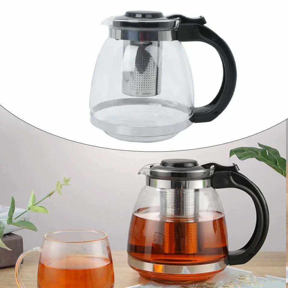 HIGH BOROSILICATE INFUSER KETTLE CAPACITY 1500ML TEA POT WITH REMOVABLE BOROSILICATE CLEAR TEA KETTLE, TEAPOT BLOOMING AND LOOSE LEAF TEA MAKER TEA BREWER FOR CAMPING, TRAVEL