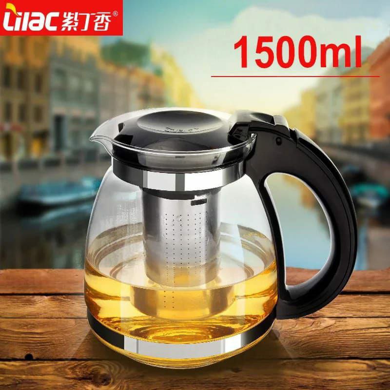 HIGH BOROSILICATE INFUSER KETTLE CAPACITY 1500ML TEA POT WITH REMOVABLE BOROSILICATE CLEAR TEA KETTLE, TEAPOT BLOOMING AND LOOSE LEAF TEA MAKER TEA BREWER FOR CAMPING, TRAVEL