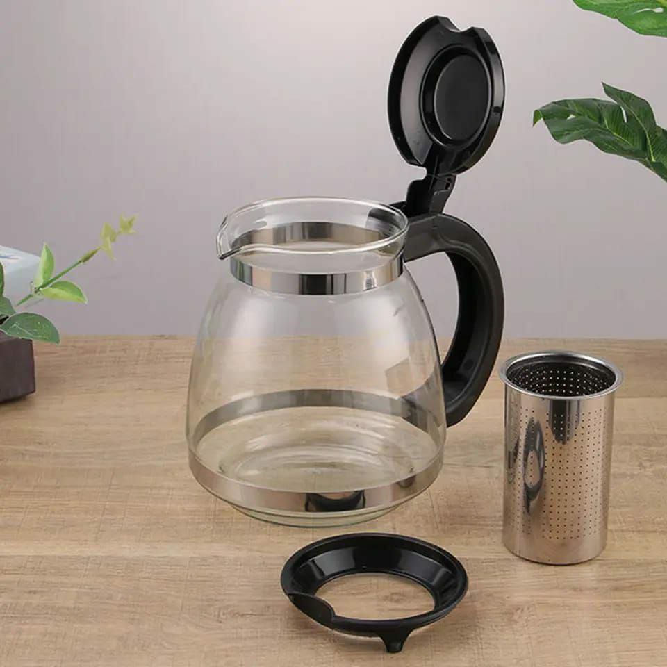 HIGH BOROSILICATE INFUSER KETTLE CAPACITY 1500ML TEA POT WITH REMOVABLE BOROSILICATE CLEAR TEA KETTLE, TEAPOT BLOOMING AND LOOSE LEAF TEA MAKER TEA BREWER FOR CAMPING, TRAVEL