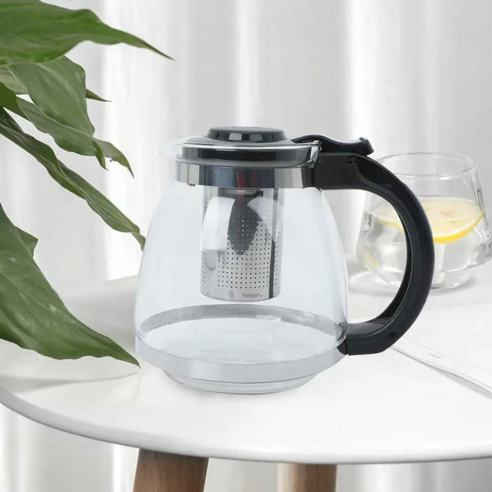 HIGH BOROSILICATE INFUSER KETTLE CAPACITY 1500ML TEA POT WITH REMOVABLE BOROSILICATE CLEAR TEA KETTLE, TEAPOT BLOOMING AND LOOSE LEAF TEA MAKER TEA BREWER FOR CAMPING, TRAVEL