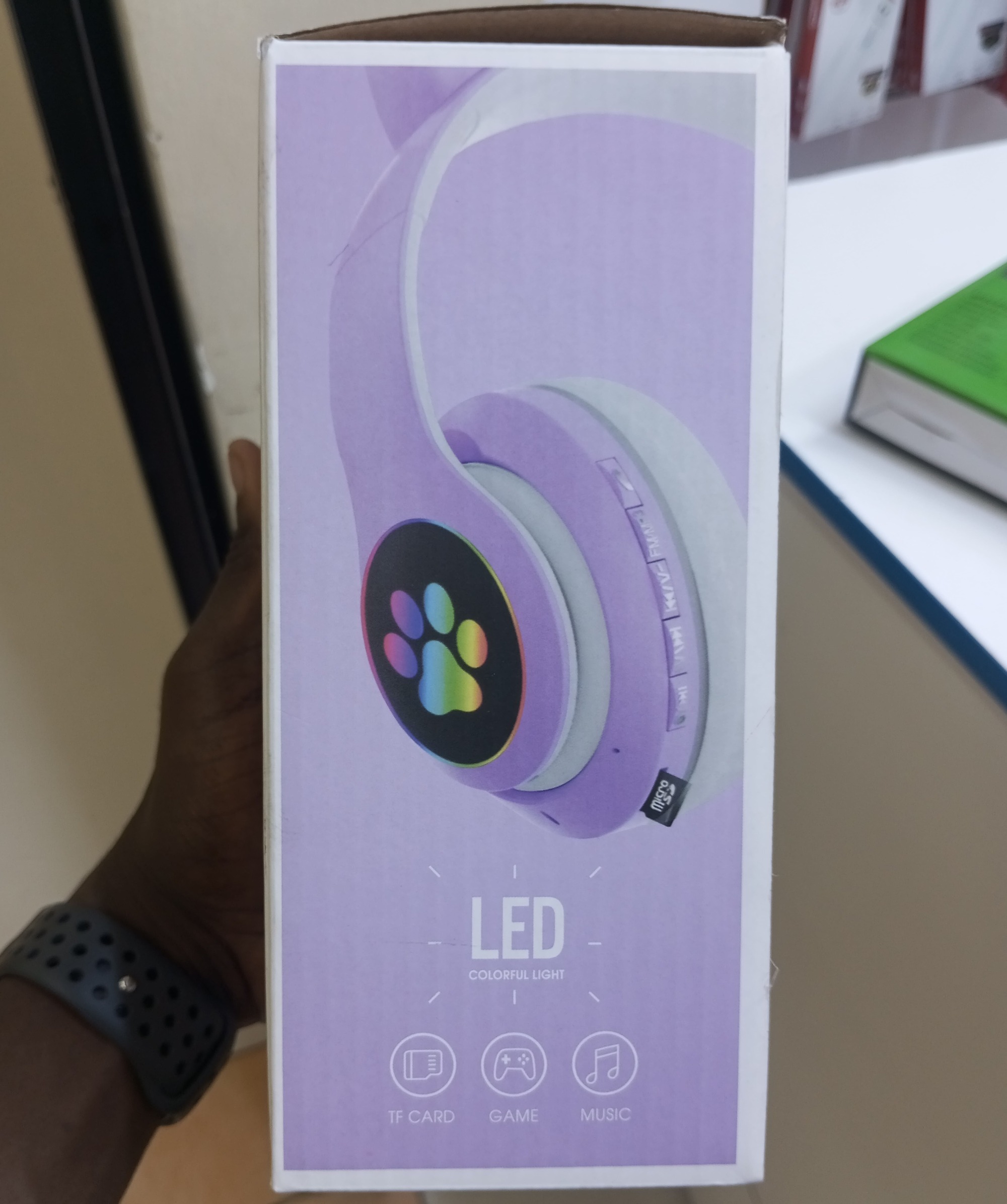 Purple CAT STN-28 Pro Wireless Headphones with RGB Lights and foldable storage – Type-C Charging