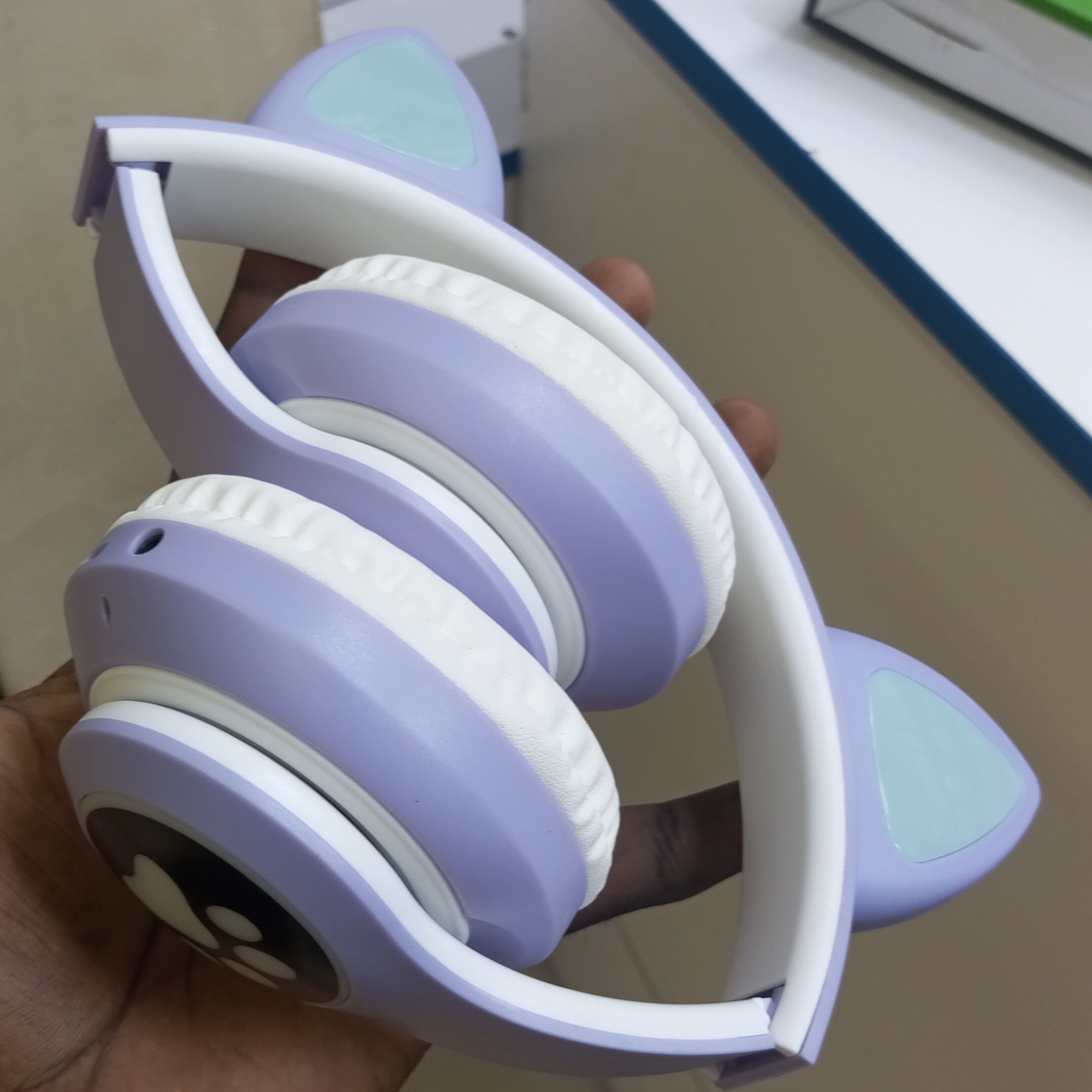 Purple CAT STN-28 Pro Wireless Headphones with RGB Lights and foldable storage – Type-C Charging