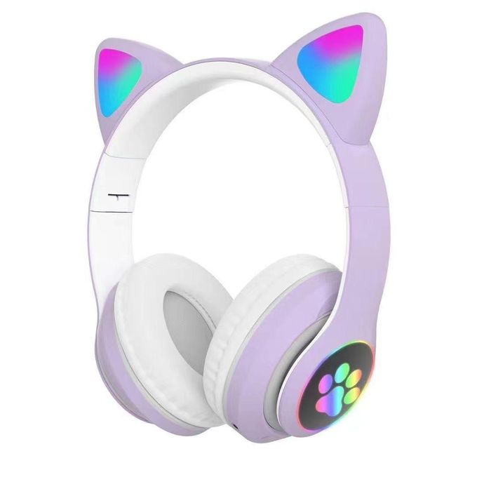 Purple CAT STN-28 Pro Wireless Headphones with RGB Lights and foldable storage – Type-C Charging