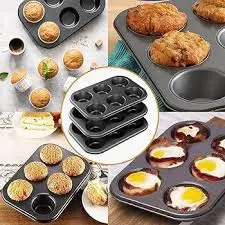 Offer Offer!!! 6 Hole Muffin Tray, 18 Muffin Pan Bakeware Oven Tray, Non-Stick Cupcake Tin Baking Mould for Yorkshire Pudding Pies, Cupcakes, Muffin Brownies and Mince Pie Baking Tray, Carbon Steel