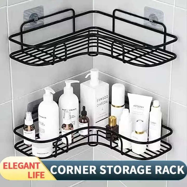NEWEST!Hot Selling Bathroom Organizer Corner Shelf Shampoo Storage Rack Holder Kitchen Organiser No-Drill Triangle Storage Rack Bathroom Shelf for Shampoo, Soap, Toiletries—Space-Saving Organiser