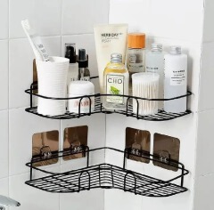 NEWEST!Hot Selling Bathroom Organizer Corner Shelf Shampoo Storage Rack Holder Kitchen Organiser No-Drill Triangle Storage Rack Bathroom Shelf for Shampoo, Soap, Toiletries—Space-Saving Organiser
