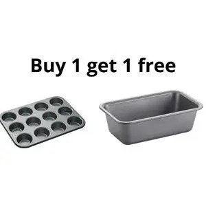 🔥Generic 12 Hole Muffin Tray with Bonus Non-Stick Box Loaf Tin – Premium Baking Set for Cupcakes, Muffins & Mini Loaves, Durable Non-Stick Kitchen Bakeware for Easy Cleaning