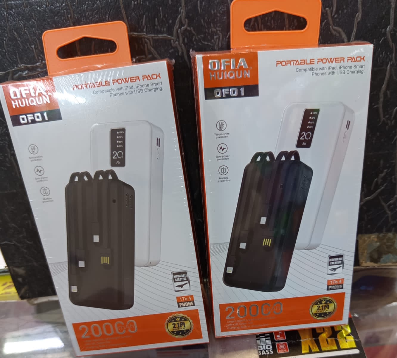 Ofia 10000mAh and 20000mAh Power Bank 4-in-1 Built-in Cables Portable Fast Charging Powerbank with Magnetic Attachment, Multi-Output Charging, Compact Slim Design
