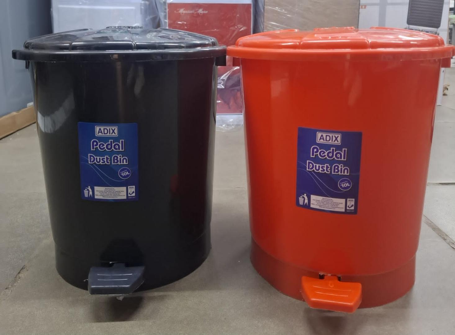 Adix Adix 10L Plastic Pedal Push Dustbin - Multicolor Waste Bin for Home & Office