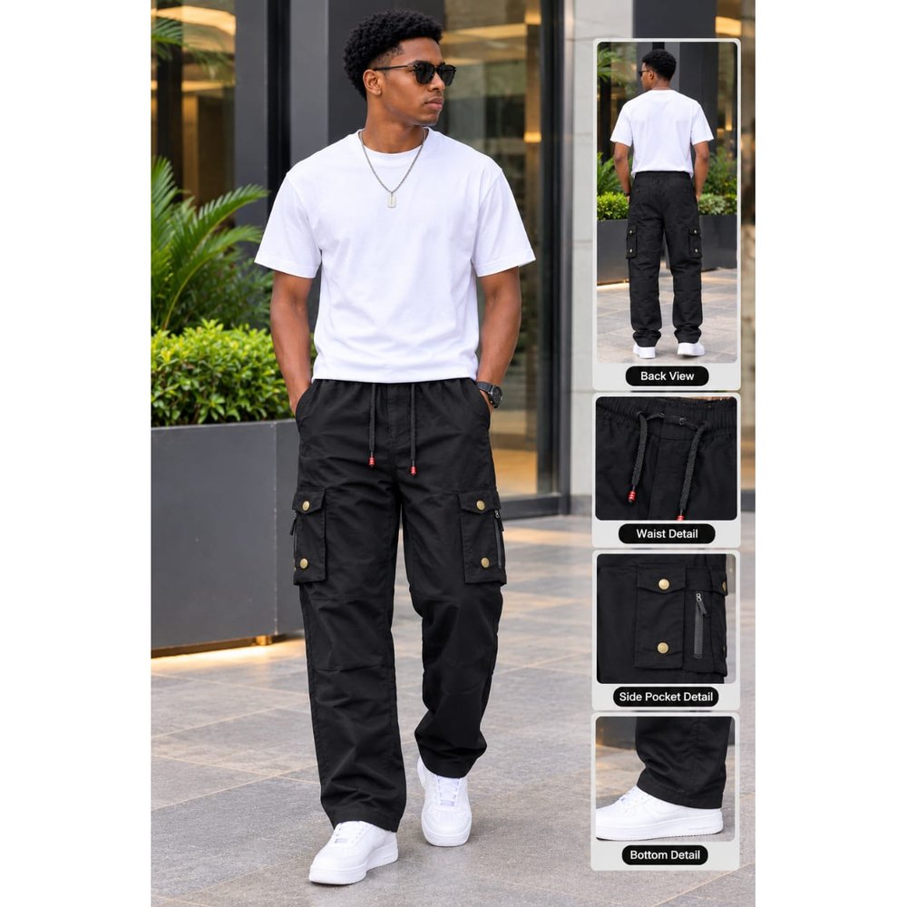 Loose Fit Utility Cargo Trousers for Men - Men's Multi Pocket Combat Pants, Streetwear Baggy Cargo Pants, Work, Outing & Weekend Wear, Men's Trousers, Men's Clothing
