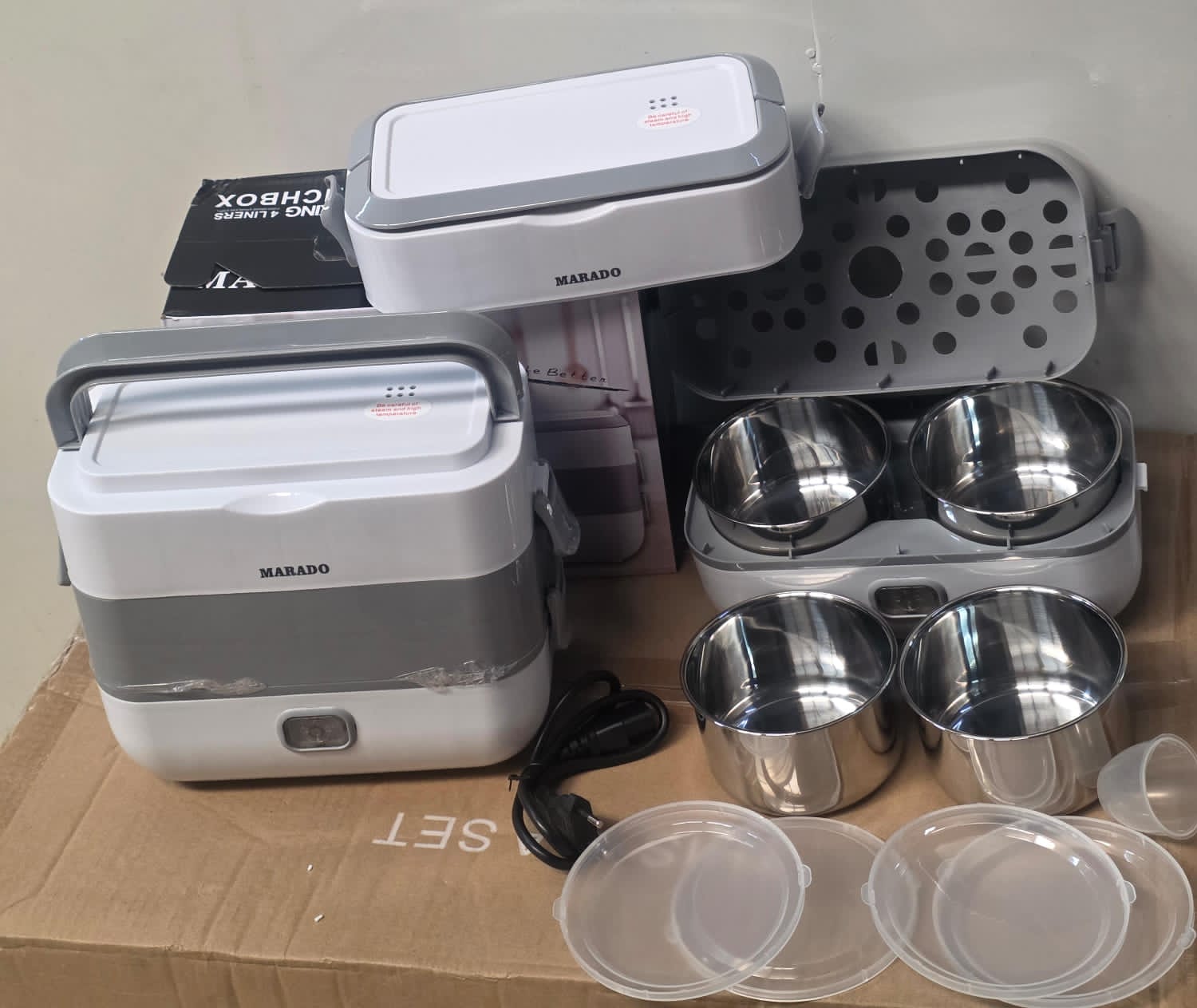 Marado Electric Cooking Lunch Box / Food Warming Pot 2.2L – Portable 200W Electric Heated Meal Container with One-Button Operation