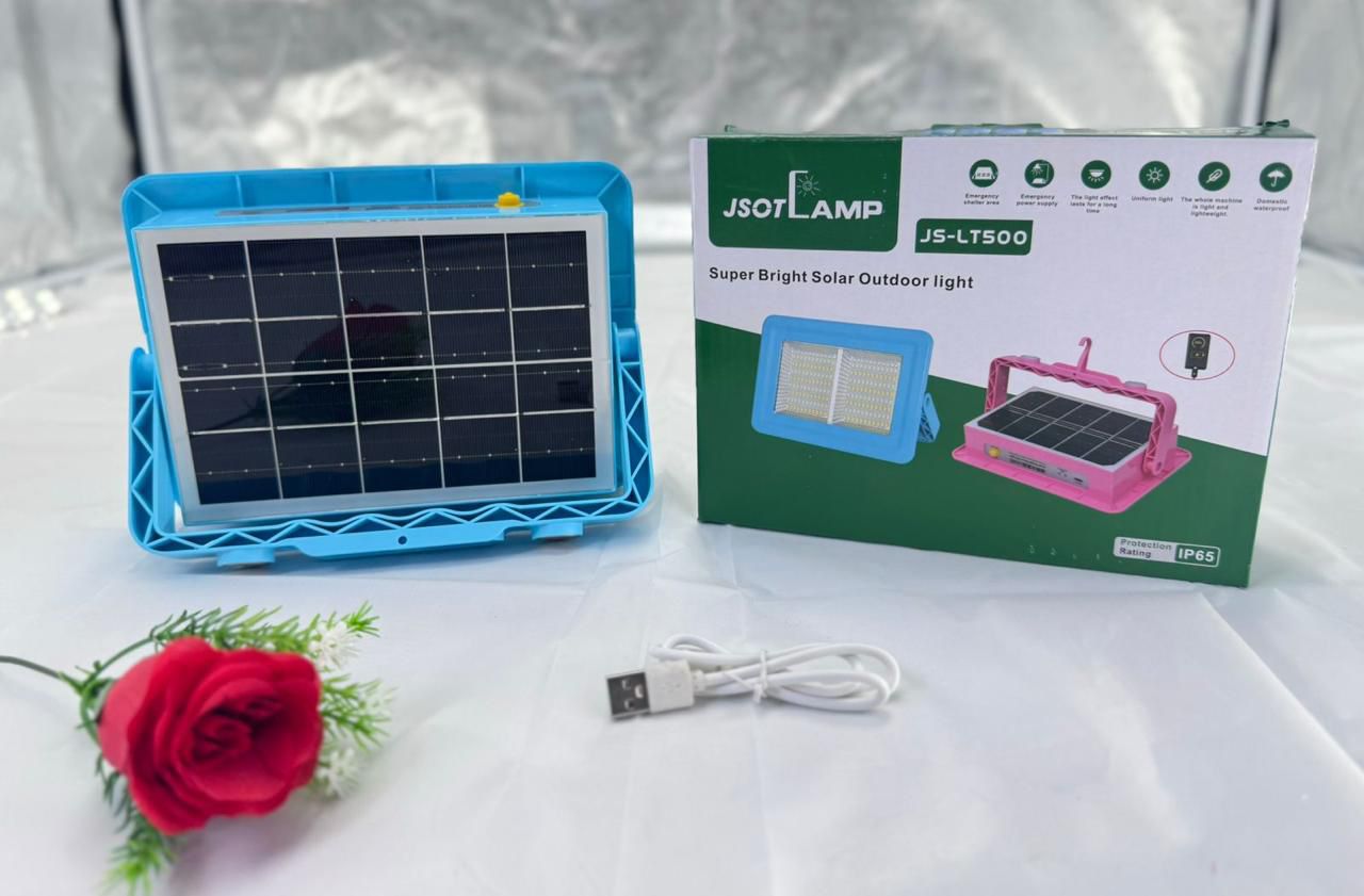 JS-LT500 Solar Emergency Light Portable Rechargeable LED Lamp with Solar Charging & Hook