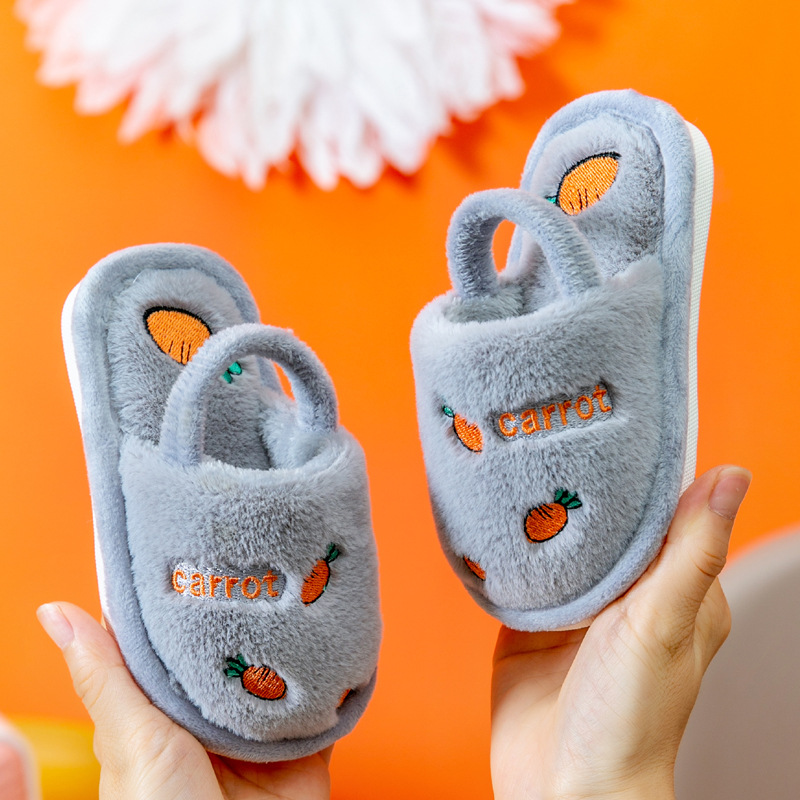 Girls' Shoes Kid Kids Winter Cotton Slippers Cute Cartoon Plush Warm Indoor Anti Slip House Slippers for Boys and Girls Kids Shoes