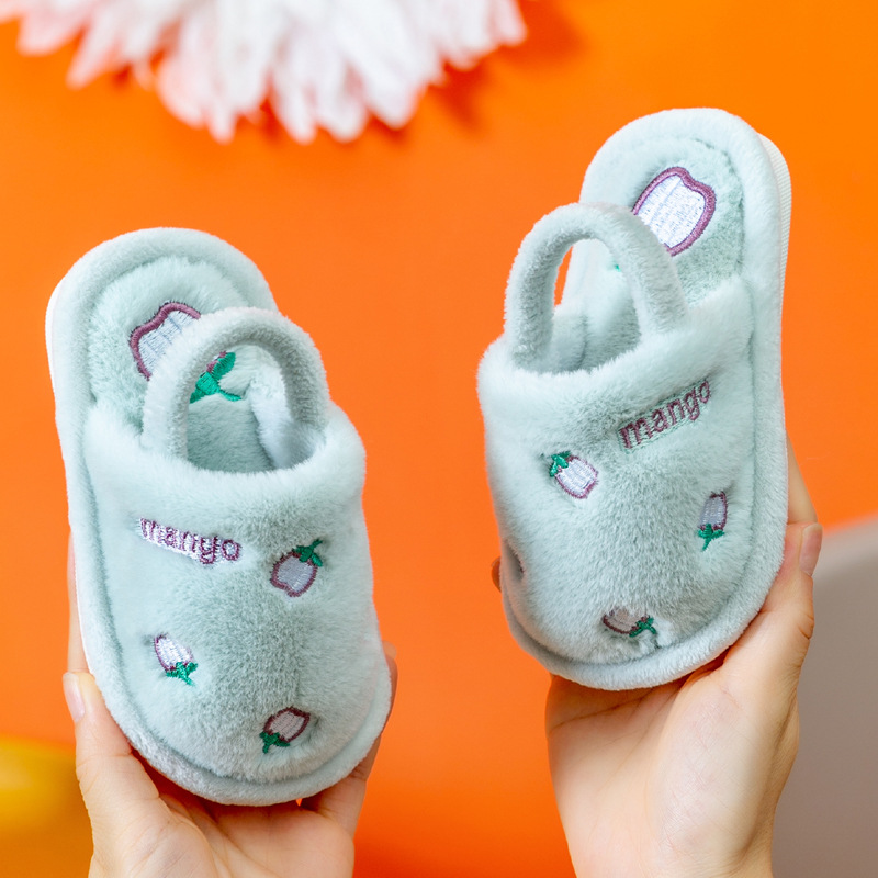 Girls' Shoes Kid Kids Winter Cotton Slippers Cute Cartoon Plush Warm Indoor Anti Slip House Slippers for Boys and Girls Kids Shoes