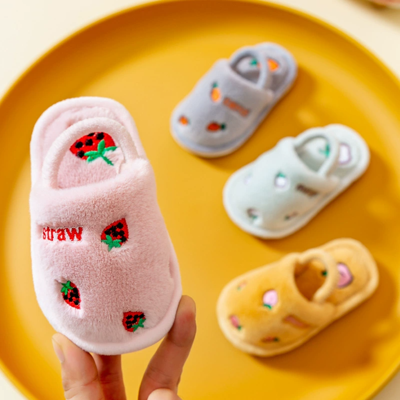 Girls' Shoes Kid Kids Winter Cotton Slippers Cute Cartoon Plush Warm Indoor Anti Slip House Slippers for Boys and Girls Kids Shoes