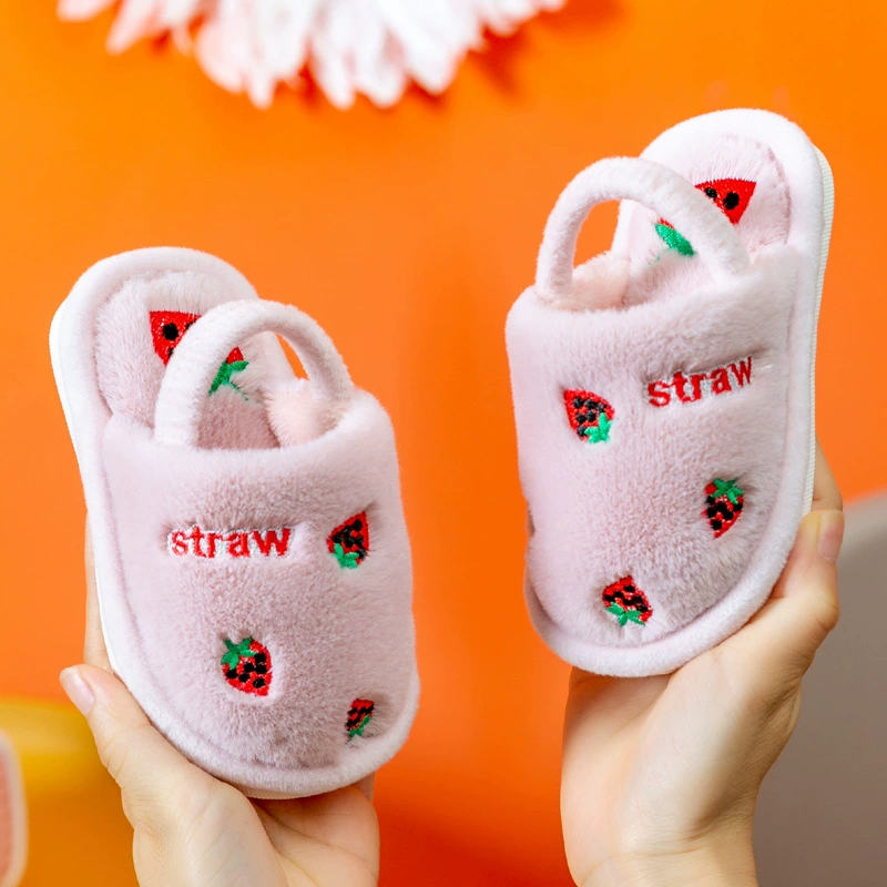 Girls' Shoes Kid Kids Winter Cotton Slippers Cute Cartoon Plush Warm Indoor Anti Slip House Slippers for Boys and Girls Kids Shoes