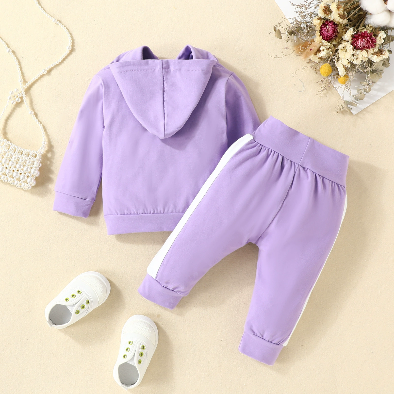 2PCS Baby Girl Clothes Kid Clothing Set Long Sleeves Hoodies and Trousers Casual Sports Outfit for 3 to 12 Months Babies Girls Hooded Sweatshirt