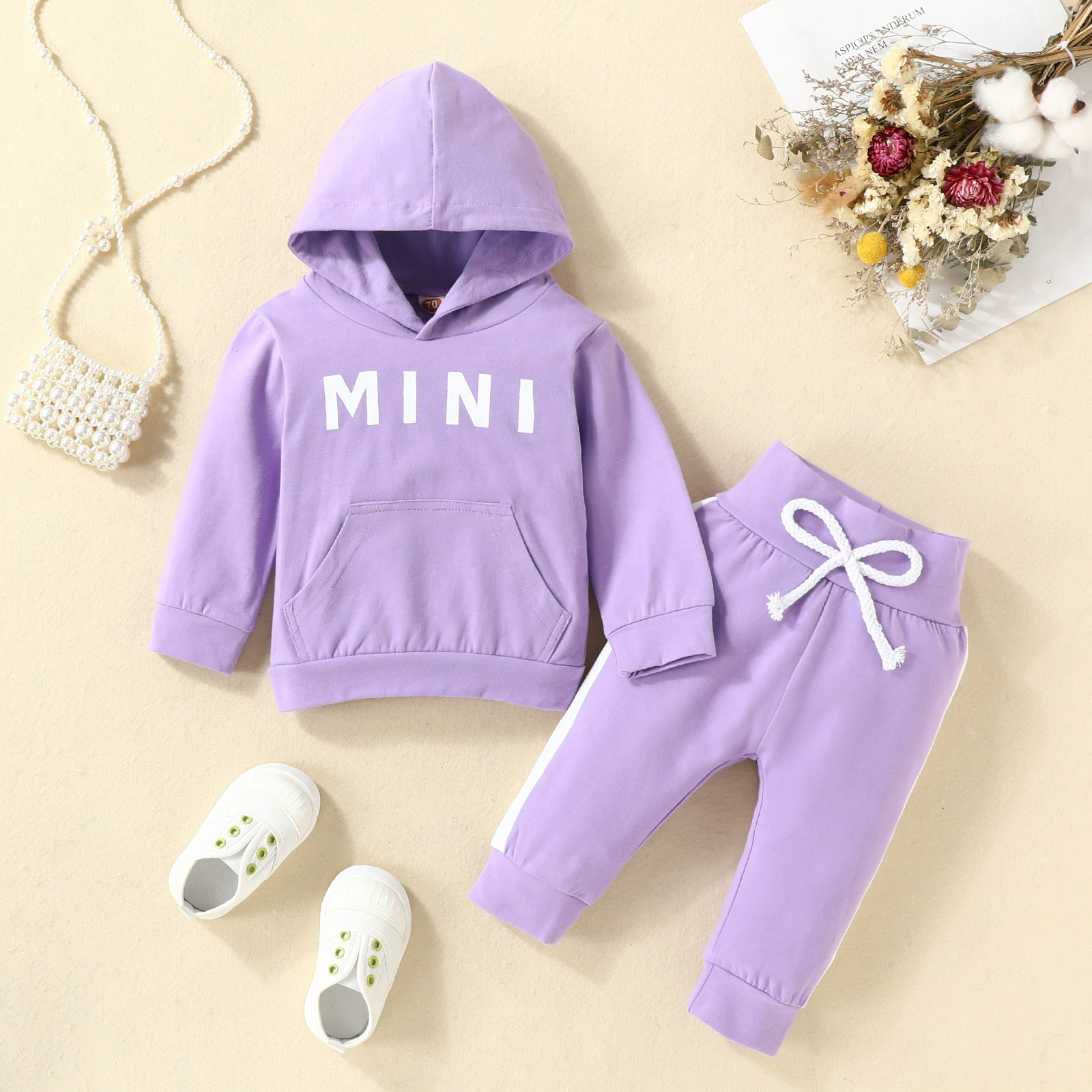 2PCS Baby Girl Clothes Kid Clothing Set Long Sleeves Hoodies and Trousers Casual Sports Outfit for 3 to 12 Months Babies Girls Hooded Sweatshirt