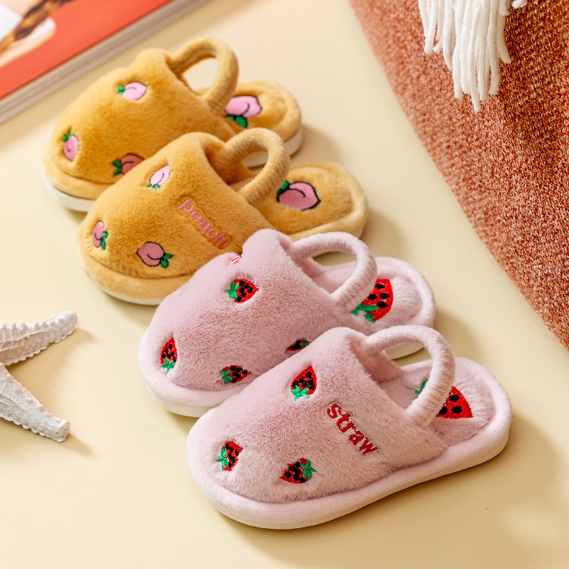 Girls' Shoes Kid Kids Winter Cotton Slippers Cute Cartoon Plush Warm Indoor Anti Slip House Slippers for Boys and Girls Kids Shoes