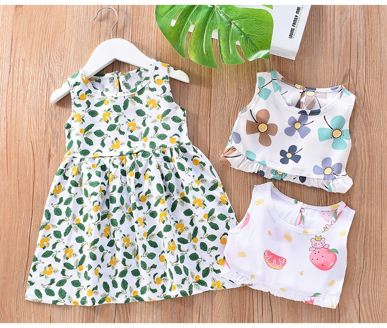 Girls Summer Soft Floral Spaghetti Strap Dress Beach Sundress Kids Casual Sleeveless Dress for Baby Girls Clothes