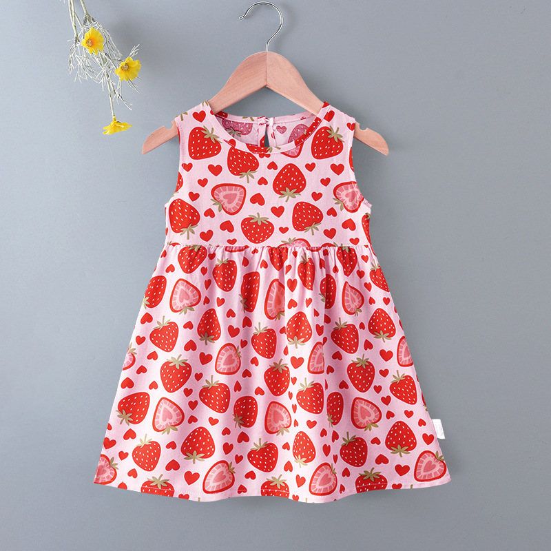 Girls Summer Soft Floral Spaghetti Strap Dress Beach Sundress Kids Casual Sleeveless Dress for Baby Girls Clothes