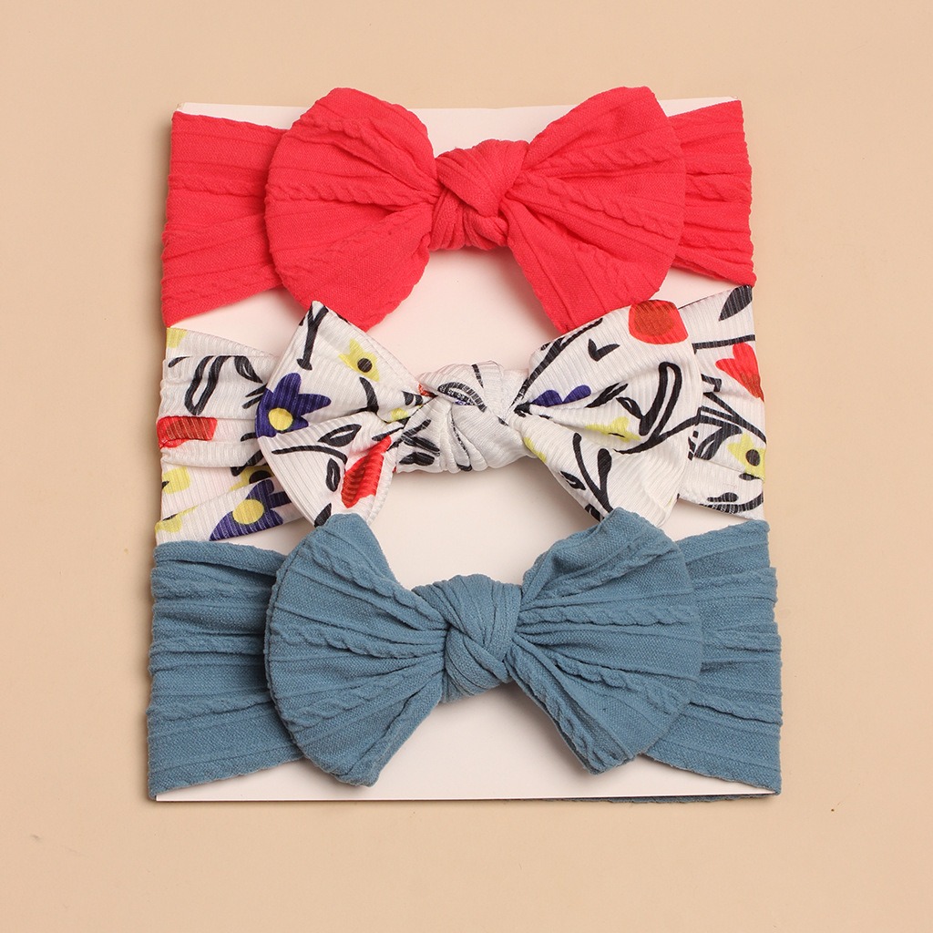 3pcs Baby Hair Bands Girls Turban Elastic Bow Baby Headband Soft Hairbands Headwear for Infant Toddlers Kids Hair Accessories