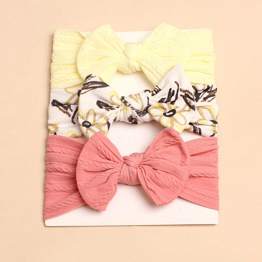 3pcs Baby Hair Bands Girls Turban Elastic Bow Baby Headband Soft Hairbands Headwear for Infant Toddlers Kids Hair Accessories