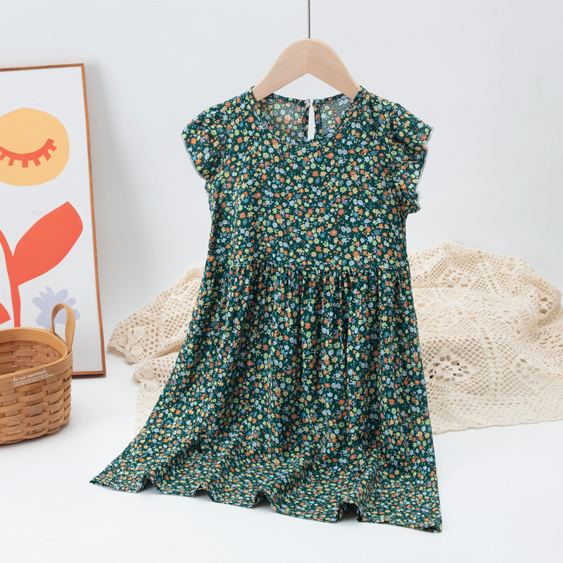 Girls Summer Floral Flutter Sleeve Dress Beach Sundress Kids Casual Cute Dress Girls Clothing Kids Clothes