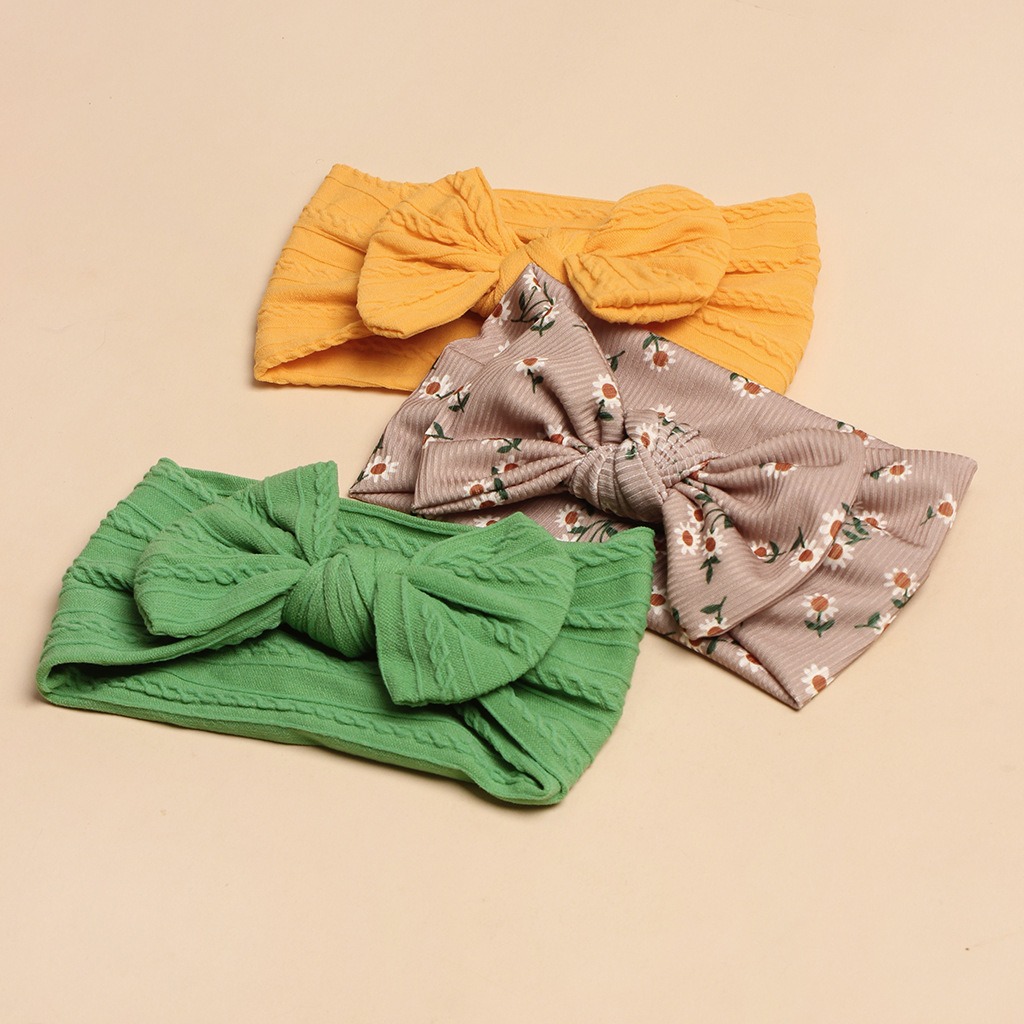 3pcs Baby Hair Bands Girls Turban Elastic Bow Baby Headband Soft Hairbands Headwear for Infant Toddlers Kids Hair Accessories
