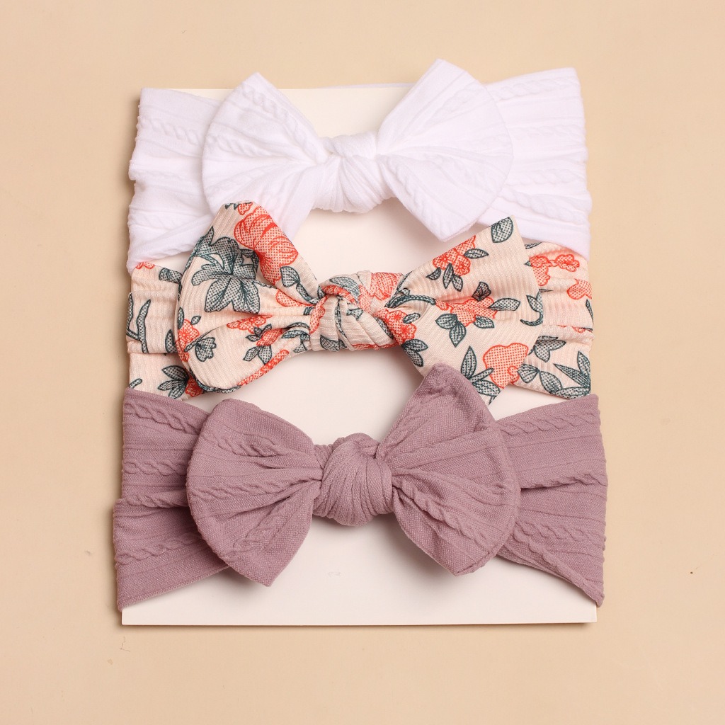 3pcs Baby Hair Bands Girls Turban Elastic Bow Baby Headband Soft Hairbands Headwear for Infant Toddlers Kids Hair Accessories