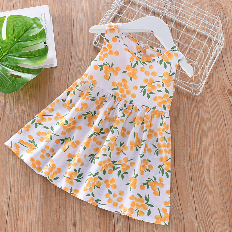 Girls Summer Soft Floral Spaghetti Strap Dress Beach Sundress Kids Casual Sleeveless Dress for Baby Girls Clothes