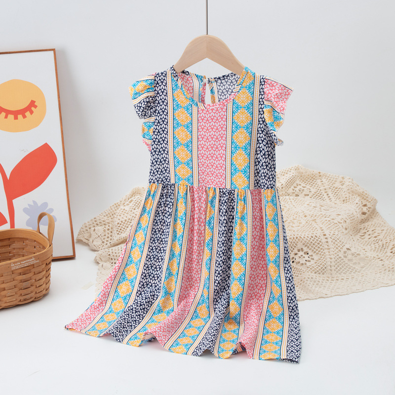 Girls Summer Floral Flutter Sleeve Dress Beach Sundress Kids Casual Cute Dress Girls Clothing Kids Clothes