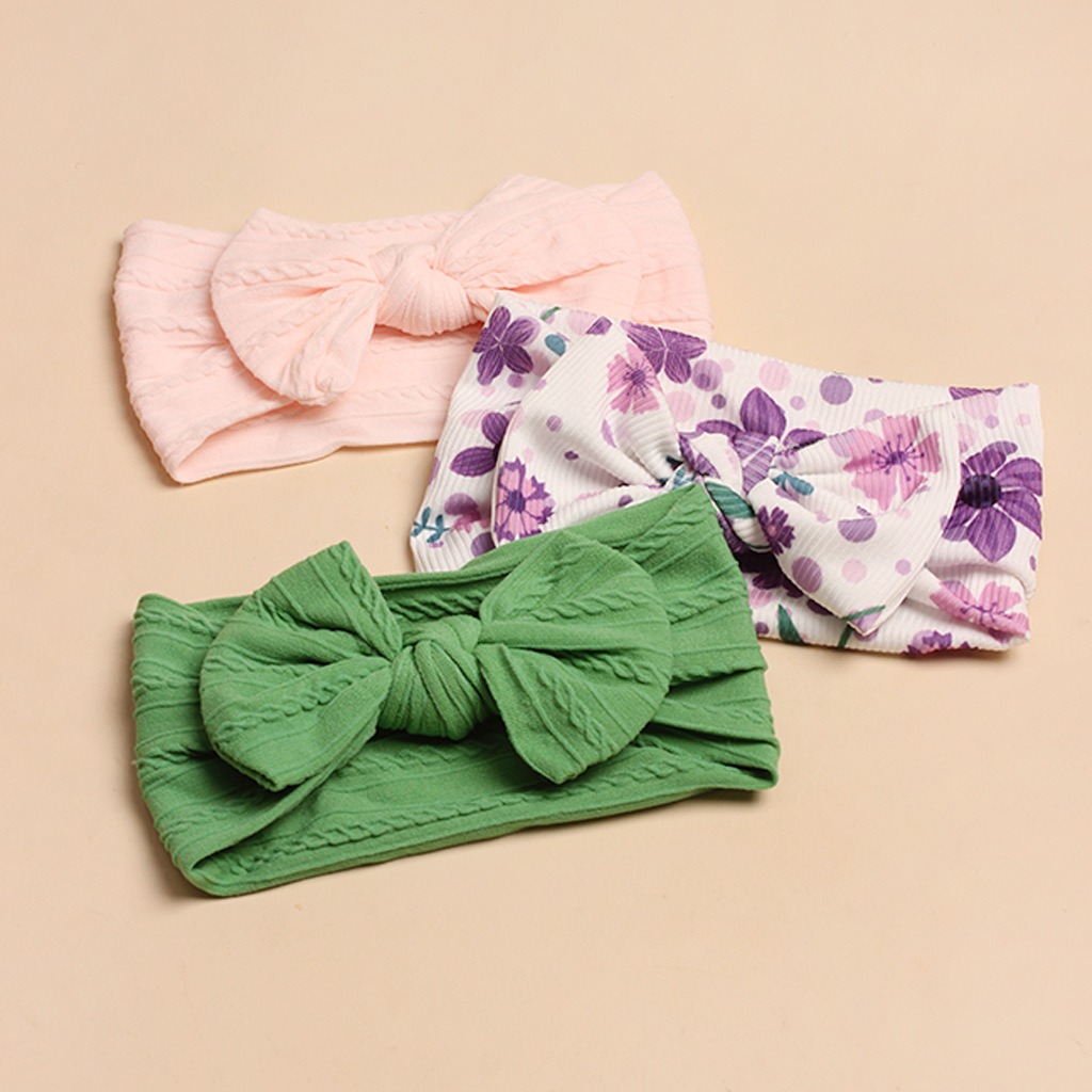 3pcs Baby Hair Bands Girls Turban Elastic Bow Baby Headband Soft Hairbands Headwear for Infant Toddlers Kids Hair Accessories