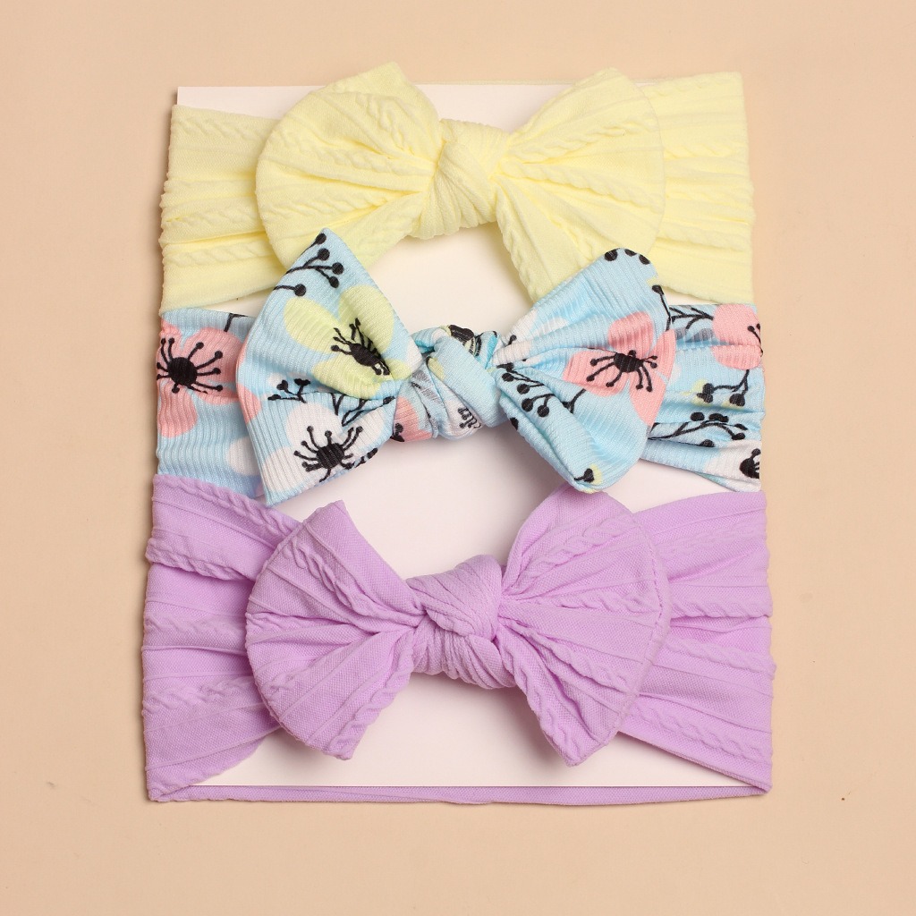 3pcs Baby Hair Bands Girls Turban Elastic Bow Baby Headband Soft Hairbands Headwear for Infant Toddlers Kids Hair Accessories