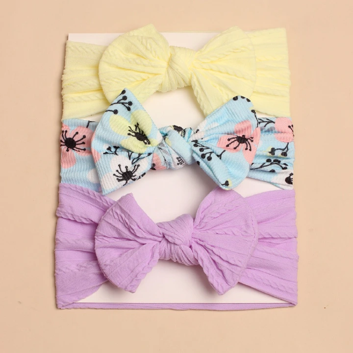 3pcs Baby Hair Bands Girls Turban Elastic Bow Baby Headband Soft Hairbands Headwear for Infant Toddlers Kids Hair Accessories