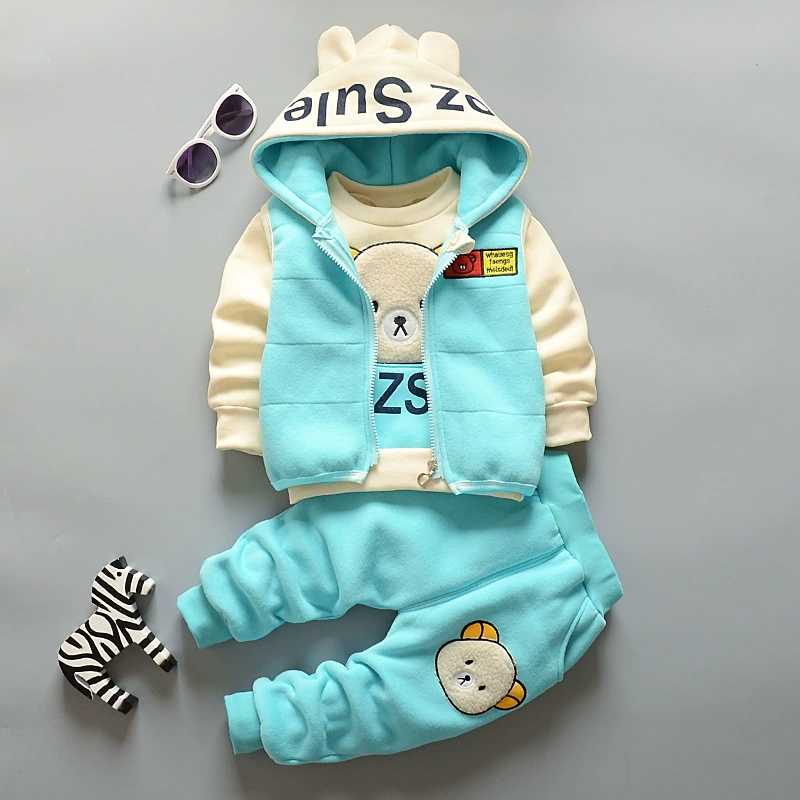 3 Piece Set Baby Clothes Girl Hooded Vest Long Sleeve Sweatshirt & Pants 3-Piece Winter Outfit Set Warm Casual Clothing for Toddler and Little Girls