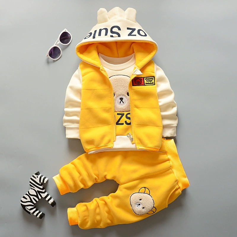 3 Piece Set Baby Clothes Girl Hooded Vest Long Sleeve Sweatshirt & Pants 3-Piece Winter Outfit Set Warm Casual Clothing for Toddler and Little Girls
