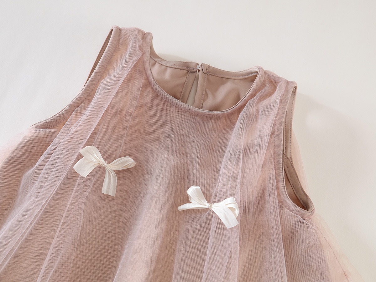 Baby Girls Irregular Tulle Princess Dress Summer Sleeveless Birthday Party Dress with Bow Elegant Toddler Special Occasion Dress Baby Clothes Baby Dress